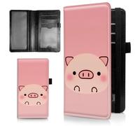 AIRWEE Couverture de chéquier fine pour femme, portefeuille en cuir synthétique avec blocage RFID avec emplacements pour cartes, porte-stylo, registre de chèques durable à deux volets et housse pour