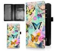 AIRWEE Couverture de chéquier mince pour femme, portefeuille de chèque en cuir synthétique avec blocage RFID avec emplacements pour cartes, porte-stylo, registre de chèques durable à deux volets et