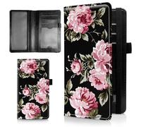 AIRWEE Couverture de chéquier mince pour femme, portefeuille de chèque en cuir synthétique avec blocage RFID avec emplacements pour cartes, porte-stylo, registre de chèques durable à deux volets et