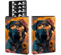 AIRWEE Porte-cartes de crédit en cuir synthétique à trois volets, avec blocage RFID et fermeture magnétique, pour cartes de crédit, espèces, poche fine pour homme et femme, A1, Black Dog