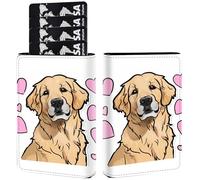 AIRWEE Porte-cartes de crédit en cuir synthétique à trois volets, avec blocage RFID et fermeture magnétique, pour cartes de crédit, espèces, poche fine pour homme et femme, A6, Dessin animé Dog Love