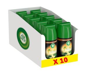Airwick Desodorisant Maison Recharge Diffuseur Freshmatic Huiles Essentielles Bois d'ébène & Vanille - Lot de 10