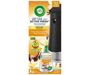 Airwick Desodorisant Maison Spray Automatique Sans Gaz Active Fresh - 1 Diffuseur + 1 Recharge Parfum Vanille & Beurre de Karité