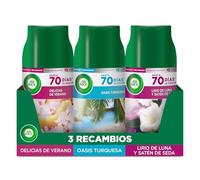 Airwick Freshmatic Lot de 3 recharges de désodorisant en spray automatique, arômes mixtes, délices d'été, oasis turquoise, lys de lune