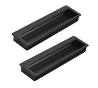 AIRYLI 2 pièces poignée de porte de grange Encastrées en Alliage d'aluminium Poignées à Porte Coulissantes Boutons Cachée invisible Poignet de Tirage Armoire Placard Tiroir (200mm,noir)