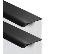 AIRYLI 2 pièces Poignées pour placards Noir cachée boutons de tiroir coins arrondis Poignées de Tirage armoire invisible poignée de tirette meuble Poignet de Porte pour chambre (Longueur 400mm)