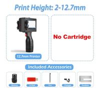 AIRYSSFU Machine à Gaufrer, Imprimante Jet d'encre Portable 12,7/25,4 mm for Codage de Codes QR, de numéros de lot et de Dates de péremption - 25 Langues(No Cartridge-12.7mm)
