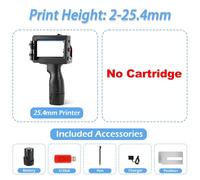 AIRYSSFU Machine à Gaufrer, Imprimante Jet d'encre Portable 12,7/25,4 mm for Codage de Codes QR, de numéros de lot et de Dates de péremption - 25 Langues(No Cartridge-25.4mm)