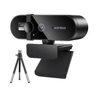 AIRYSSFU Webcam, Webcam for PC Web Camera Mini Web Cam avec Microphone USB Webcan Autofocus 4K 2K 1080P Full HD Stream Camera for Ordinateur Portable(1080P with Tripod)