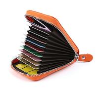 AirZyx Porte Cartes de Crédit Cuir Fermeture Eclair (Orange)