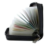 AirZyx Porte Cartes de Crédit Femme Homme Cuir Protecteur RFID 26 Fentes Coloré (Cuir Spécial Noir)