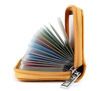 AirZyx Porte Cartes de Crédit Femme Homme Cuir Protecteur RFID 26 Fentes Coloré (Jaune)