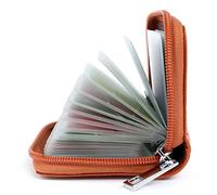 AirZyx Porte Cartes de Crédit Femme Homme Cuir Protecteur RFID 26 Fentes Coloré (Marron)