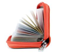 AirZyx Porte Cartes de Crédit Femme Homme Cuir Protecteur RFID 26 Fentes Coloré (Orange)