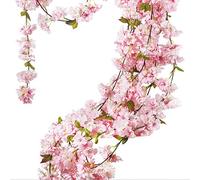 Aisamco 2 pièces Artificielle Fleur de Cerisier Guirlande Suspendue Vigne Fausses Fleurs Guirlande de Soie 180 cm de Longueur pour la Maison décoration de fête de Mariage