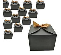 Aisamco 20pcs avec ruban de satin boîte - cadeau, 12 x 12 x 9 CM / 4,7 x 4,7 x 3,5 pouces Bridal demande en mariage boîte - cadeau anniversaire de mariage emballage de Noël Chocolate Cupcake (noir)