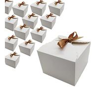 Aisamco 20pcs avec ruban de satin boîte - cadeau, 12 x 12 x 9 CM Bridal demande en mariage boîte - cadeau anniversaire de mariage emballage de Noël Chocolate Cupcake (blanc)