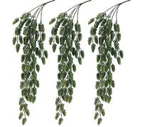 Aisamco 3 Pièces Houblon Fleurs Vigne Guirlande Plante Artificielle Faux Houblon Vert Givré 29.5" Home Garden Décorations