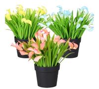 Aisamco 3 pièces Plantes artificielles en Pot Petites Fausses Plantes dans Un Pot Noir Mini Calla Artificielle pour Salle de Bain Bureau à Domicile Table étagère décoration intérieure