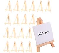 Aisamco 32 pièces Mini chevalet en bois, 8x15 cm mini présentoir en bois naturel chevalet d'artiste support de table pour afficher de petites toiles, arts pour enfants, cartes de visite, photos
