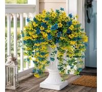 Aisamco Fleurs suspendues artificielles pour l’extérieur, 4 pcs Fausse décoration de Plantes suspendues, Fleur en Fausse Soie résistante aux UV pour jardinière extérieure Cour Porche Patio Balcon