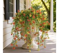 Aisamco Fleurs suspendues artificielles pour l’extérieur, 4 pcs Fausse décoration de Plantes suspendues, Fleur en Fausse Soie résistante aux UV pour jardinière extérieure Cour Porche Patio Balcon