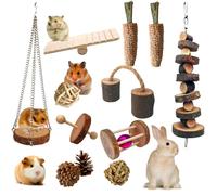 Aisamco Jouets d'activité pour Petits Animaux, Ensemble de Jouets à mâcher, Jouets molaires, Soins des Dents, balançoire en Bois de Pommier, pour Hamster, cochons d'Inde, Chinchillas, Lapins, Souris