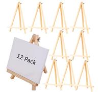 Aisamco Lot de 12 mini chevalets en bois de 19 cm, présentoir en bois naturel, support de table pour artiste, pour afficher de petites toiles, cartes de visite, photos, travaux manuels, panneaux