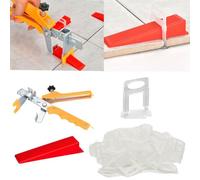 Aisamco Système Nivellement Carrelage 2mm + Pince | 300 clips, 100 cales, 1 pince, Pose pierre carrelage, Anti-défaut lèvre, Rénovation bricolage, Pro