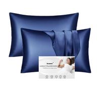 Aisawate Lot de 2 taies d'oreiller en satin pour cheveux et peau, 100 % satin soyeux avec fermeture à enveloppe, taie d'oreiller douce et respirante, 40 x 60 cm, bleu foncé