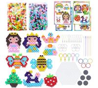 Aischens 10mm Set de Perles à Repasser, 1500pcs XL Perles Fusibles 12 Couleurs 16 Motifs, avec Divers Porte-clés et Accessoires, Bricolage Créatif Artisanat Cadeau Pour Enfants à Partir de 3 Ans