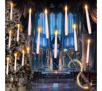 Aischens 12pcs Bougies à LED Flottantes avec Télécommande Baguette Magique, Bougies Sans Flamme à Piles, Bougies Magiques à Suspendre pour Maison, Décorations de Noël, Anniversaire, Mariage et Fêtes