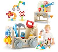 Aischens Boîte à Outils en Bois Montessori pour Enfants 3 4 5 6 Ans, 51 Pièces Jouet en Bois Outil Enfant DIY Jeux de Construction Éducatif, Table à Outils pour Enfants, Cadeau Garcons Filles 2-6 Ans