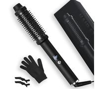 Aischens Brosse Thermique 38mm, Brosse Ronde Chauffante avec Écran LCD 120-200°C, Peigne brosse Électrique Professionelle pour Boucler Cheveux (Noir)