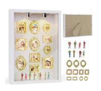 Aischens Cadre Photo DIY Mini Musée Cadre Vitrine 3D Shadow Box 31x25 | Lumières LED, Mini Cadres Dorés Vintage & Figurines, Boîte à Souvenirs Créative, Cadeau Mariage Anniversaire Déco Chambre