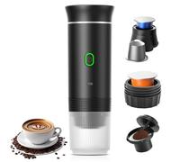 Aischens CafetièRe Portable 3-En-1 Sans Fil Pour Capsules NS et Café Moulu en Poudre,Infusion à Chaud et à Froid,CafetièRe éLectrique Chauffante Pour Voiture De Voyage Et Bureau Avec Port Usb-C(Noir)