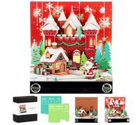 Aischens Calendrier 3D 2026 à Effeuiller, Calendrier de Bureau 3D avec LED, Sculpture en Papier 3D Memo Pad, Château Magique Bloc-notes 3D Créatif, Décoration DIY Cadeau de Noël (Cabane de neige)