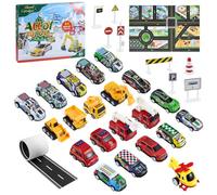 Aischens Calendrier de L'avent 2025 Voiture, Calendrier de L'avent de Noël Enfant Garçon, avec Voitures de Course Petite Voiture, Cadeau Anniversaire Noël pour Garçons et Filles de 1-6 Ans