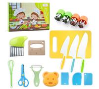 Aischens Couteaux de Cuisine pour Enfants-17 Pièces, Ustensiles de Cuisine Montessori Set de Couteaux pour Enfants, Kit Couteaux de Sécurité pour Couper Fruits ou Légumes, Couteau Enfant 3 Ans