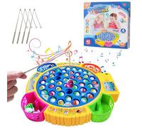 Aischens Jeu de Pêche à la Ligne Enfant, 45 Poissons et 4 Cannes à Pêche, Jeux de Pêche Électriques, Jouet de Pêche Musical avec Plateforme, Jeu Magnétique Éducatif Cadeau pour Garçons Filles 2-6 Ans