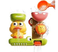 Aischens Jouets de Bain pour Enfants 1 2 3 4 Ans, Jouets de Baignoire Bébés 6-18 Mois, Jouet de Douche Canard et Lion, Jouet Cascade Station d'eau avec Ventouses pour Bébé Garcon Fille 1-4 Ans