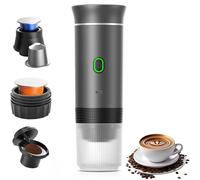 Aischens Machine à Café Portative pour Voiture,Cafetière de Voyage avec Chauffage Électrique USB-C,Compatible avec Capsules NS et Café Moulu,Mini Cafetière pour Camping,Bureau et Randonnée (Gris)