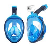 Aischens Masque de Plongée Intégral Unisex Adultes, Masque Snorkeling avec Champ de Vision de 180°, Anti-Buée & Anti-Fuite, Masque de Plongée en Apnée à Plein Visage avec Support pour Caméra (Bleu)