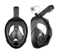 Aischens Masque de Plongée Intégral Unisex Adultes, Masque Snorkeling avec Champ de Vision de 180°, Anti-Buée & Anti-Fuite, Masque de Plongée en Apnée à Plein Visage avec Support pour Caméra (Noir)