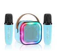 Aischens Micro Karaoke Enfant avec 2 Microphones sans Fil, Machine de Karaoké pour Enfant et Adulte, Karaoké Bluetooth Portable avec Changement de Voix Magique et Lumière LED, Cadeau Enfant 3-14 Ans