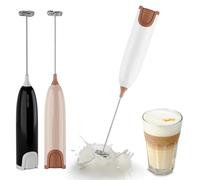 Aischens Mousseur à Lait Electrique Portatif, Mini Fouet en Acier Inoxydable Electrique, Mini Batteur d'œufs, Mélangeur de Mousse pour Cafés, Expressos, Lattés, Chocolat Chaud, Cappucinos (Noir)