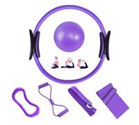 Aischens Pilates Ring Set - 6 Pièces, Anneau de Pilates, Ballon de Yoga, Bandes de Résistance, Kit Pilates pour Maison, Kits de Yoga et Pilates Accessoires, Cercle Magique de Fitness Femmes (Violet)