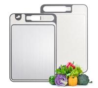 Aischens Planche à Découper Titanium Double Face Antidérapante - Qualité Alimentaire (Titane Pur/PP Paille de Blé) pour Cuisiner Viande & Légumes - Design Hygiénique Lavable Lave-Vaisselle