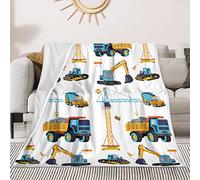 AISDE Couverture en Flanelle Douce et pelucheuse en Forme de Camion de Chantier pour garçons, canapé, canapé, Camion, Amoureux des Voitures, Tout-Petits, Enfants, 152,4 x 127 cm