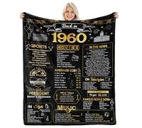 aisdfhsa Couverture cadeau de 65e anniversaire pour homme et femme - 65e anniversaire de mariage - Décorations de retour en 1960-65e anniversaire de mariage - Idée cadeau pour homme - 152,4 x 127 cm
